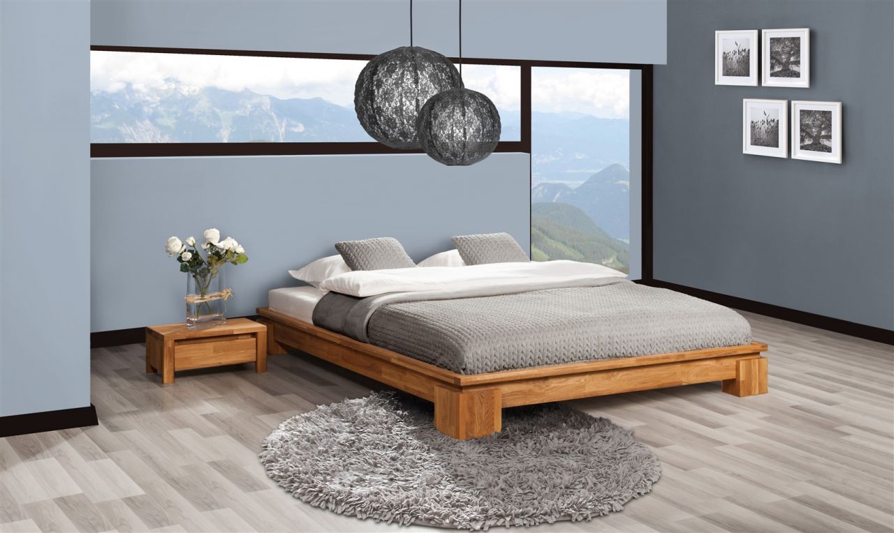 Futonbett Bett Schlafzimmerbet MAISON Eiche massiv 140x200 cm von Fun Möbel