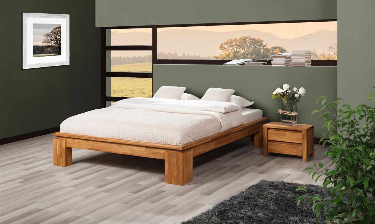 Futonbett Bett Schlafzimmerbet MAISON XL Eiche massiv 120x200 cm von Fun Möbel