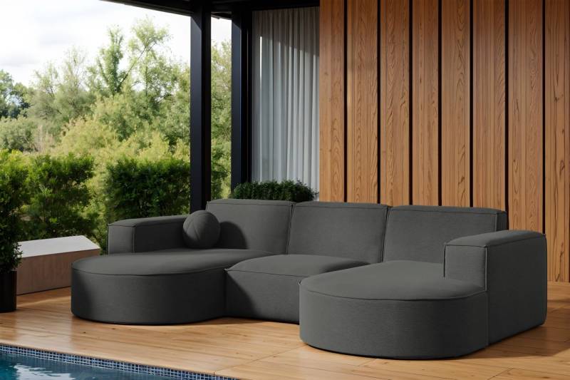 Garten Ecksofa U-Form SUNDAY in wetterfester Stoff ART-N Anthrazit von Fun Moebel