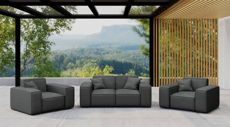 Gartenmöbel-Set SUMMER 2-1-1 wetterfester Stoff NXL Anthrazit von Fun Moebel