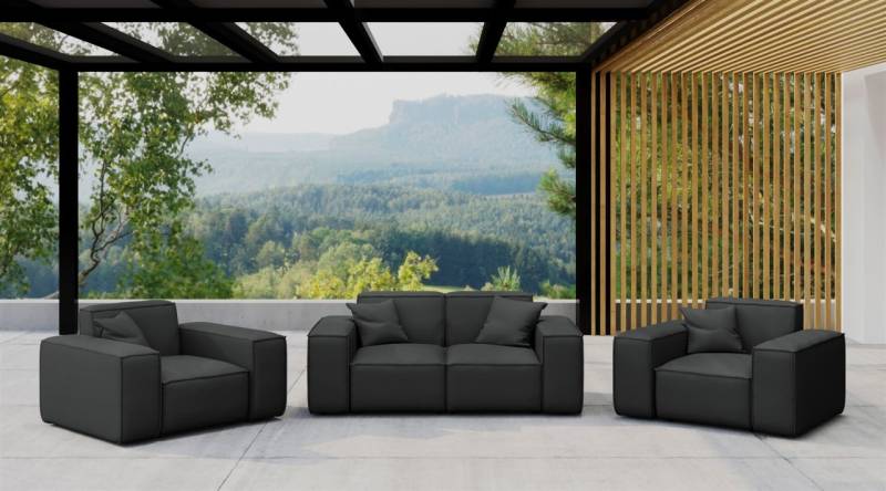 Gartenmöbel-Set SUMMER 2-1-1 wetterfester Stoff NXL Schwarz von Fun Moebel