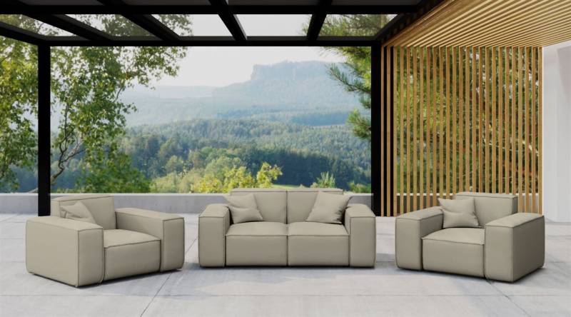 Gartenmöbel-Set SUMMER 2-1-1 wetterfester Stoff NXL Toffee von Fun Moebel