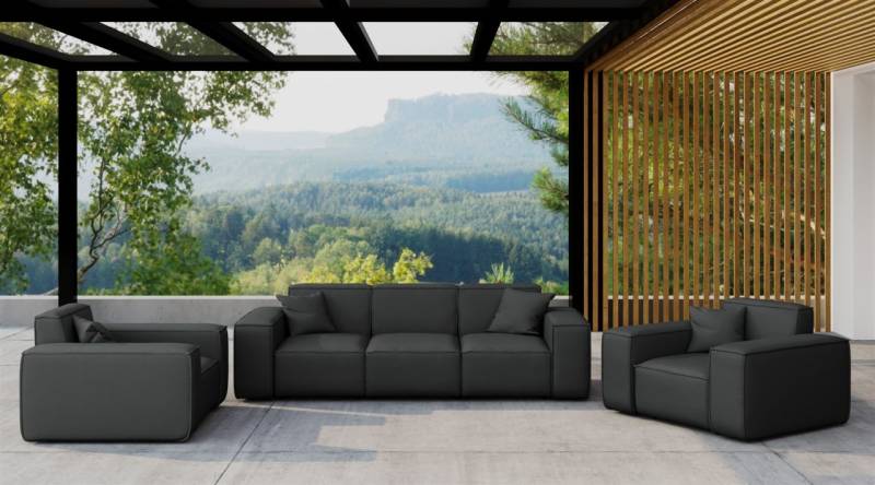 Gartenmöbel-Set SUMMER 3-1-1 wetterfester Stoff NXL Schwarz von Fun Moebel