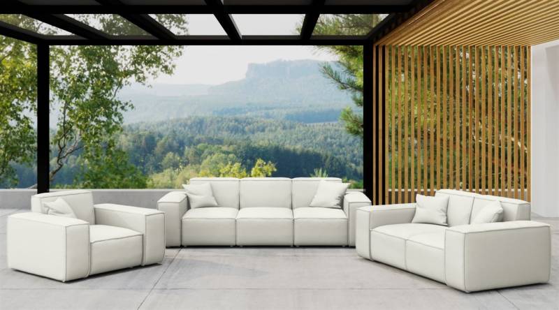 Gartenmöbel-Set SUMMER 3-2-1 wetterfester Stoff NXL Altweiß von Fun Moebel