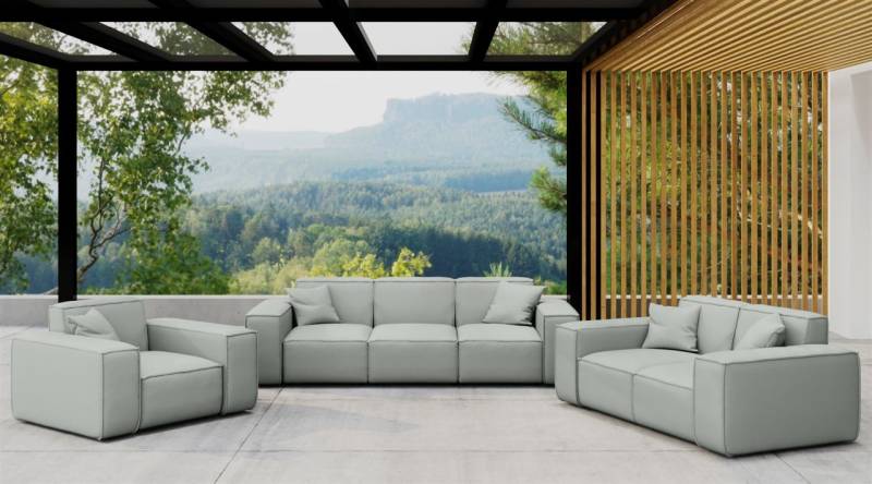 Gartenmöbel-Set SUMMER 3-2-1 wetterfester Stoff NXL Hellgrau von Fun Moebel