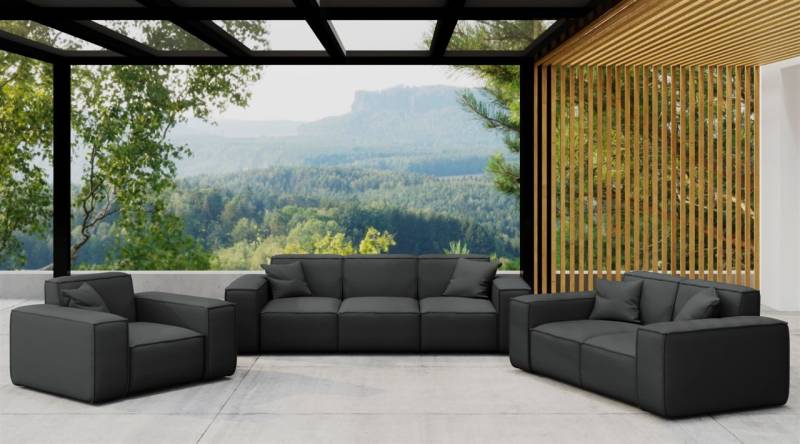 Gartenmöbel-Set SUMMER 3-2-1 wetterfester Stoff NXL Schwarz von Fun Moebel