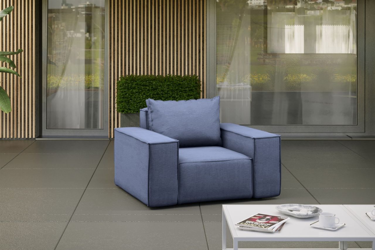 Gartensessel Sessel GARDENT wetterfester Stoff NXL Blau von Fun Möbel