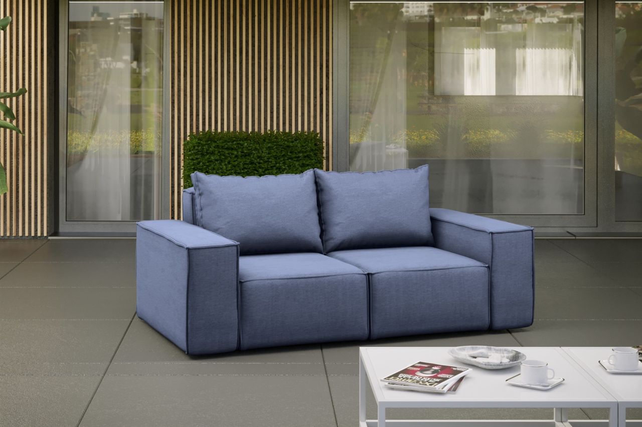 Gartensofa Loungesofa Sofa 2-Sitzer GARDENT wetterfester Stoff NXL Blau von Fun Möbel