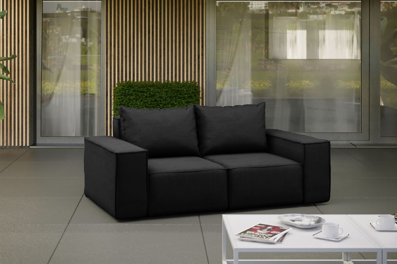 Gartensofa Loungesofa Sofa 2-Sitzer GARDENT wetterfester Stoff NXL Schwarz von Fun Möbel