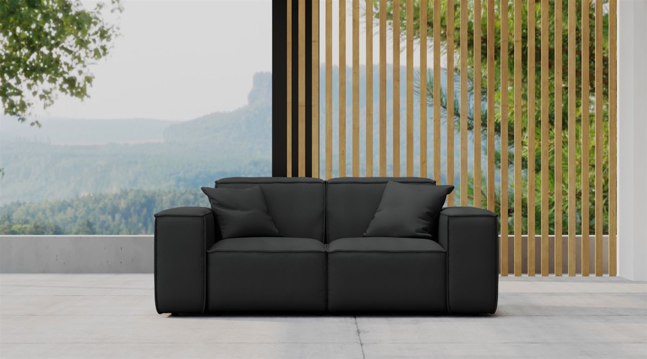 Gartensofa Loungesofa Sofa 2-Sitzer SUMMER wetterfester Stoff NXL Schwarz von Fun Möbel