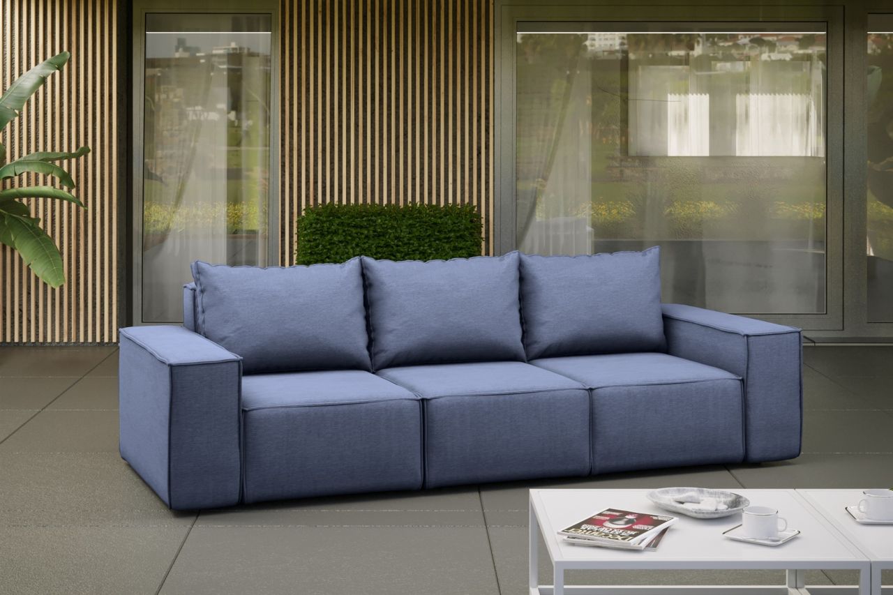 Gartensofa Loungesofa Sofa 3-Sitzer GARDENT wetterfester Stoff NXL Blau von Fun Möbel