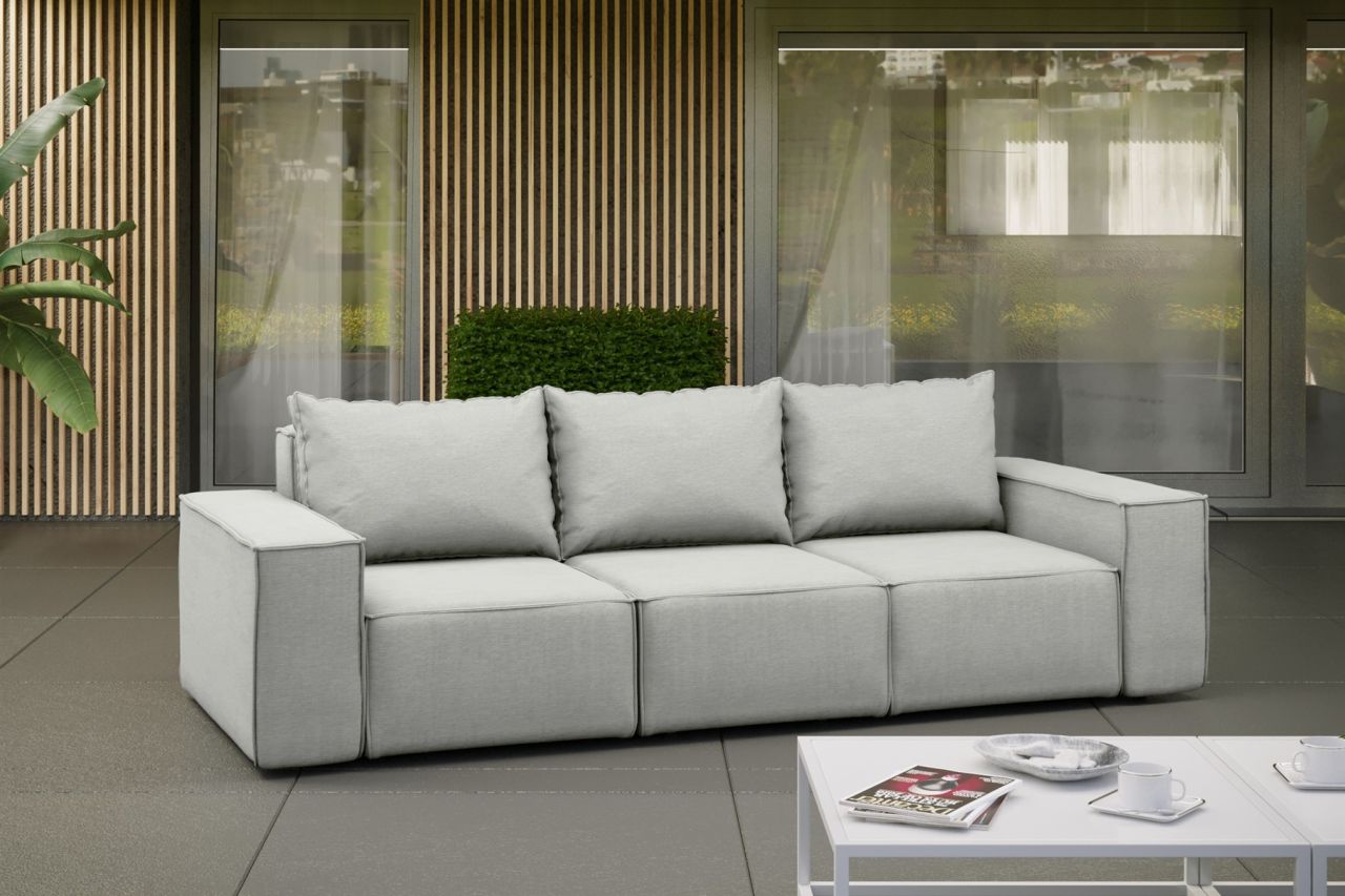 Gartensofa Loungesofa Sofa 3-Sitzer GARDENT wetterfester Stoff NXL Hellgrau von Fun Möbel
