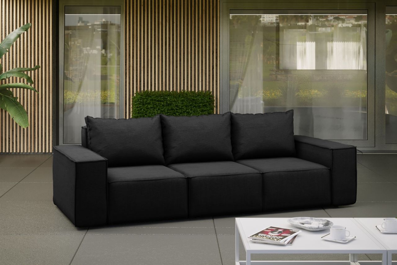 Gartensofa Loungesofa Sofa 3-Sitzer GARDENT wetterfester Stoff NXL Schwarz von Fun Möbel