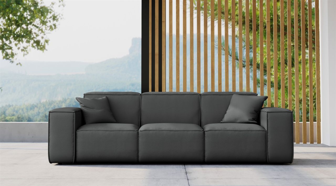 Gartensofa Loungesofa Sofa 3-Sitzer SUMMER wetterfester Stoff NXL Anthrazit von Fun Möbel