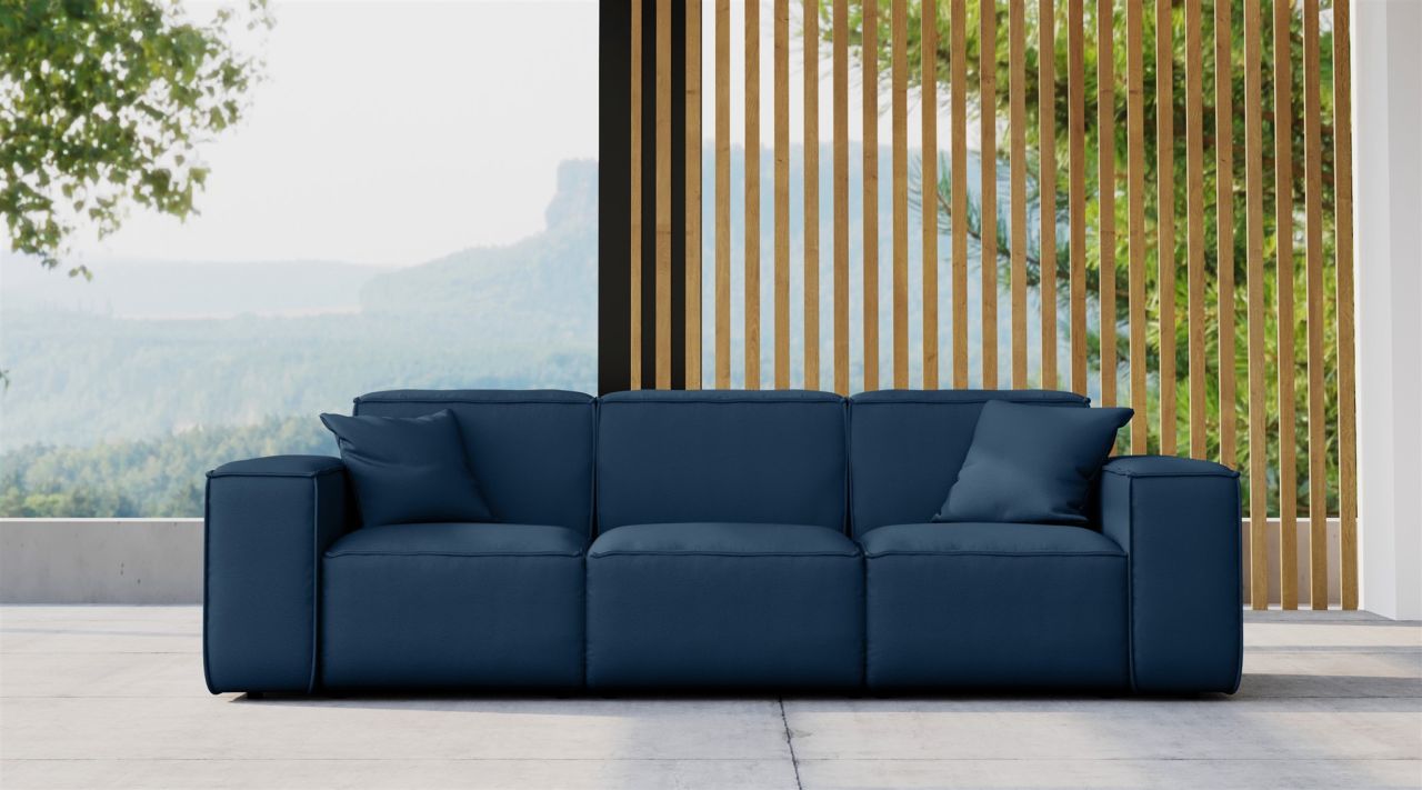 Gartensofa Loungesofa Sofa 3-Sitzer SUMMER wetterfester Stoff NXL Dunkelblau von Fun Möbel