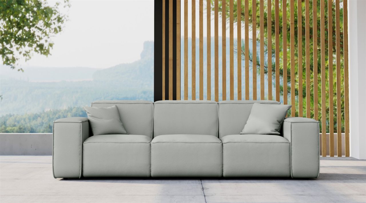 Gartensofa Loungesofa Sofa 3-Sitzer SUMMER wetterfester Stoff NXL Hellgrau von Fun Möbel