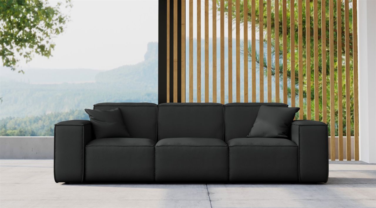 Gartensofa Loungesofa Sofa 3-Sitzer SUMMER wetterfester Stoff NXL Schwarz von Fun Möbel
