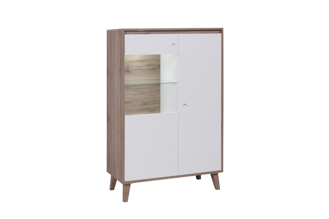 Highboard Schrank KALMAR in Sanremo / Weiss inkl. LED Beleuchtung von Fun Moebel