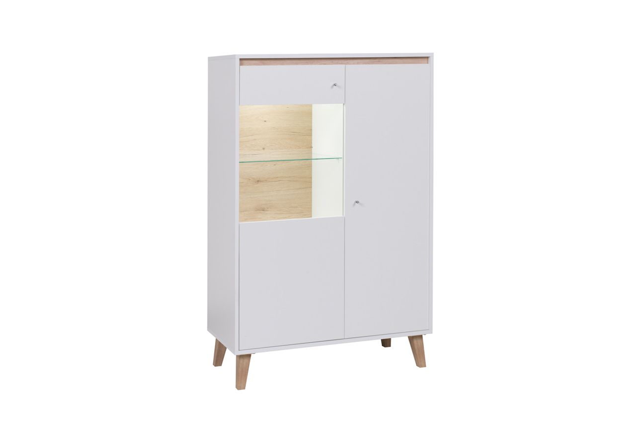 Highboard Schrank KALMAR in Weiss matt inkl. LED Beleuchtung von Fun Moebel