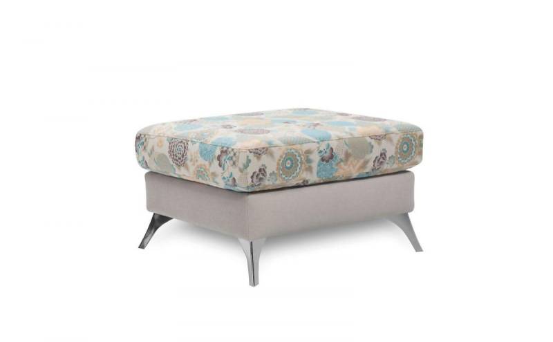 Hocker Polsterhocker ELISABETH Polyesterstoff Hellbeige / Muster von Fun Moebel