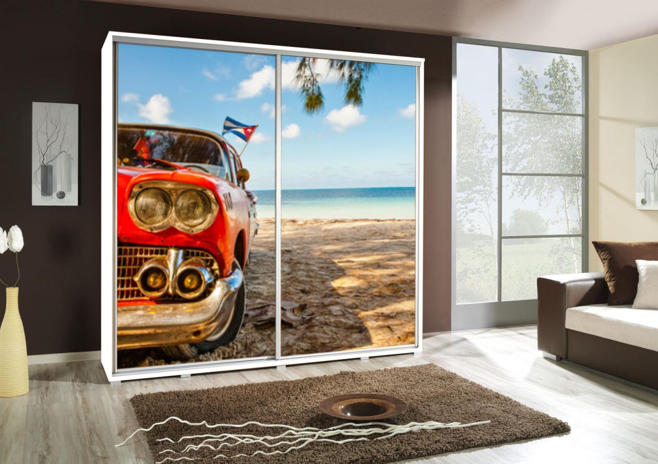 Kleiderschrank GILES Schwebetürenschrank mit Grafiken 205x215 cm von Fun Moebel