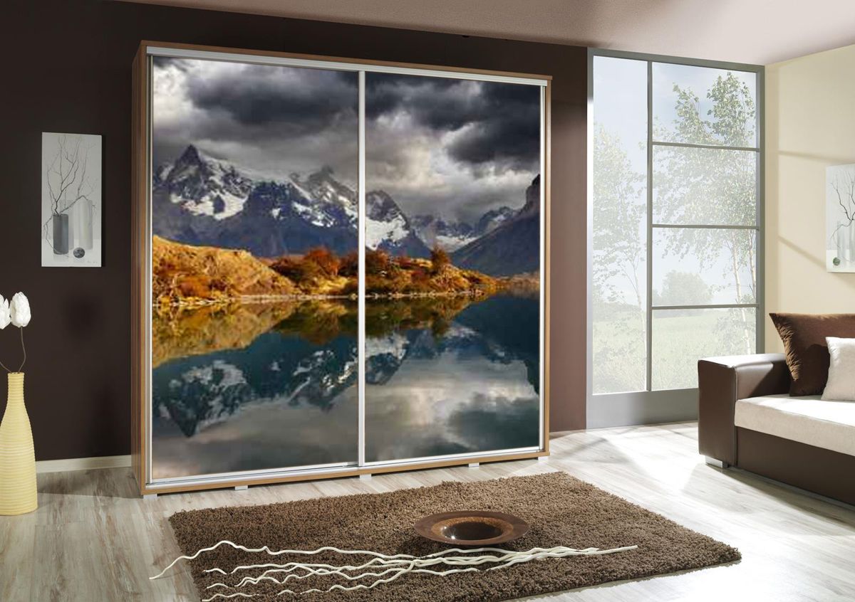 Kleiderschrank GILES Schwebetürenschrank mit Grafiken 205x215 cm von Fun Moebel