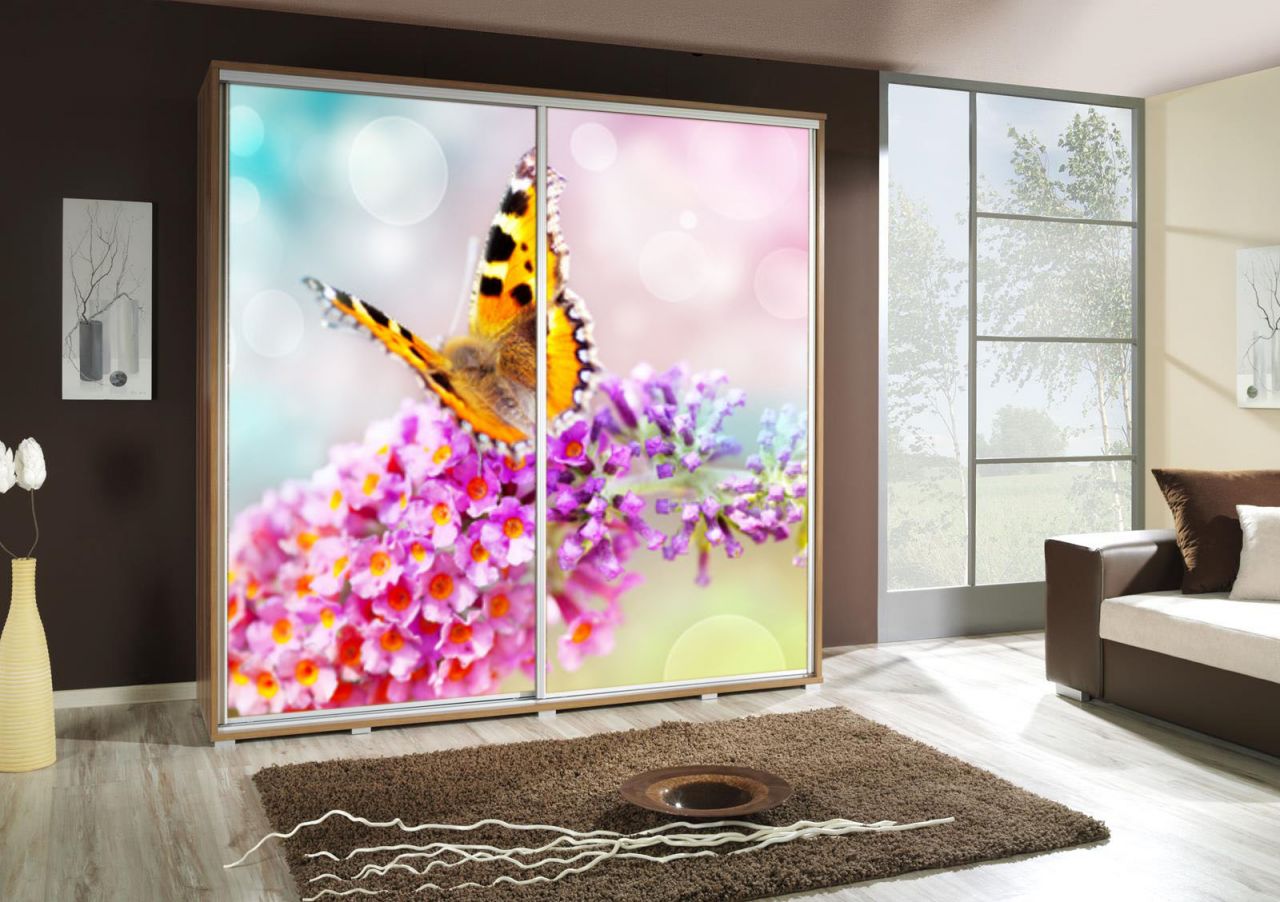 Kleiderschrank GILES Schwebetürenschrank mit Grafiken 205x215 cm von Fun Moebel