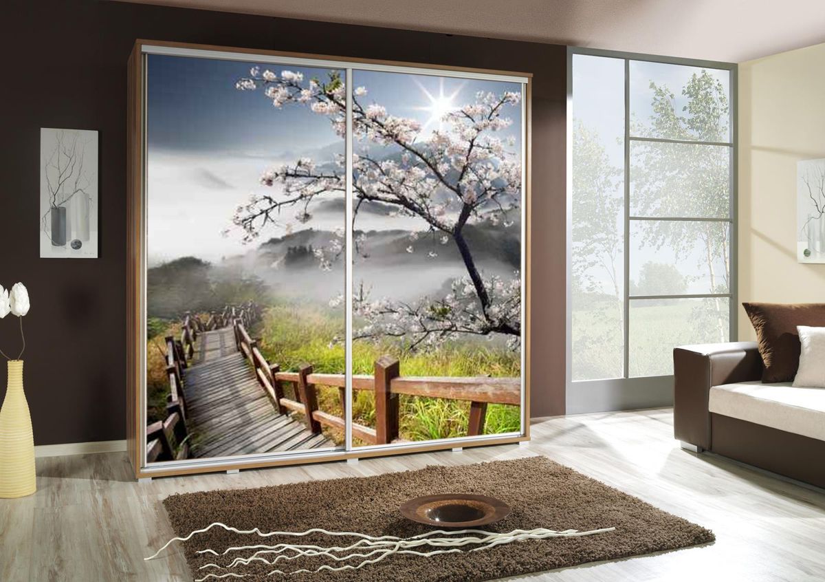 Kleiderschrank GILES Schwebetürenschrank mit Grafiken 205x215 cm von Fun Moebel