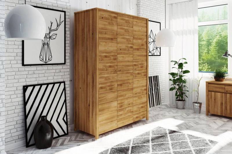 Kleiderschrank Schrank 3-türig MAISON Eiche massiv von Fun Möbel