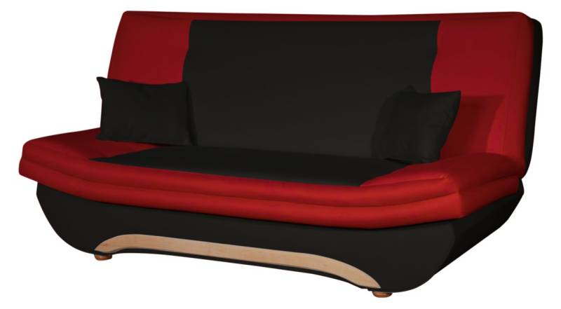 Klick-klack-Sofa Schlafsofa GIANA in Kunstleder Schwarz-Rot von Fun Moebel