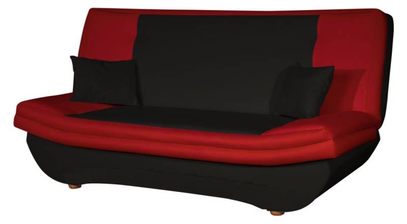 Klick-klack-Sofa Schlafsofa KANDY in Kunstleder Schwarz-Rot von Fun Moebel