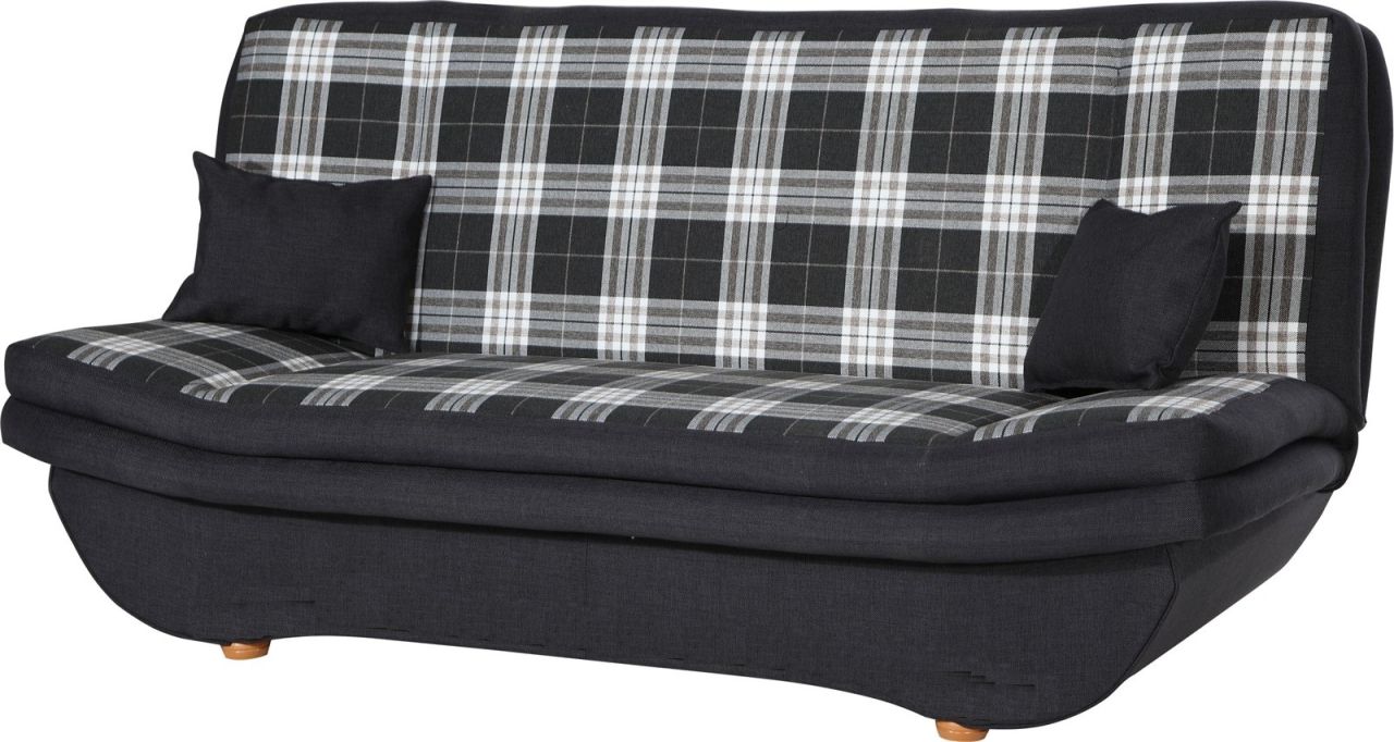 Klick-klack-Sofa Schlafsofa KANDY in Stoff Dunkelgrau-Karo von Fun Moebel