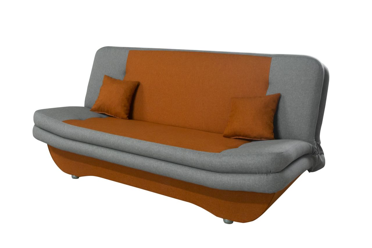 Klick-klack-Sofa Schlafsofa KANDY in Stoff Orange-Grau von Fun Moebel