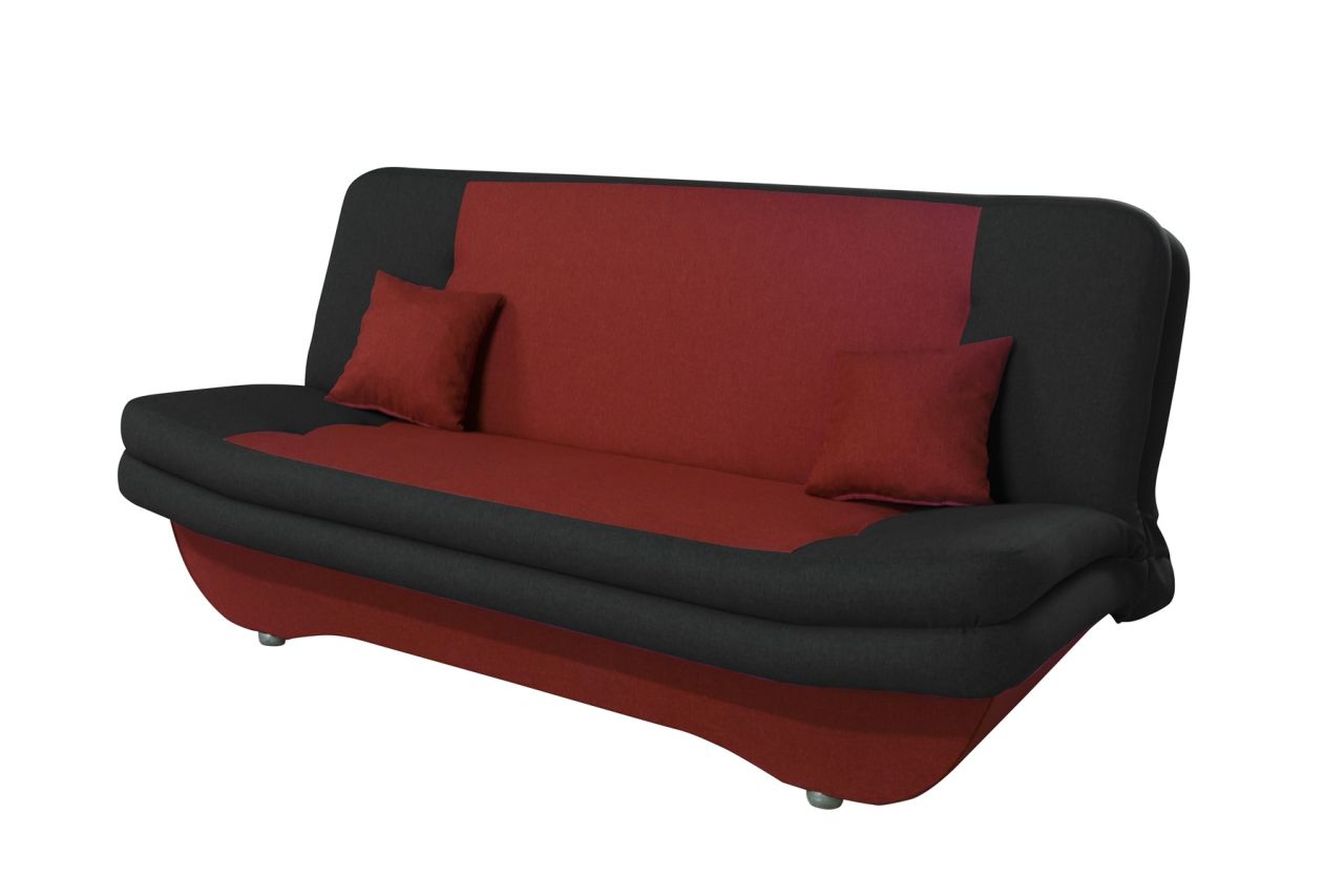 Klick-klack-Sofa Schlafsofa KANDY in Stoff Rot-Schwarz von Fun Moebel