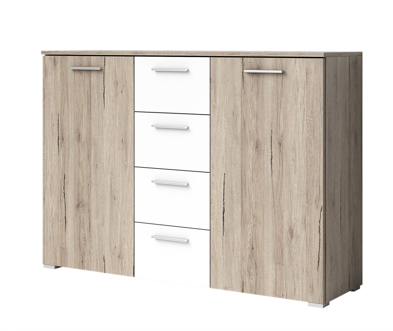 Kommode ALVAR 132x94 cm Sanremo Eiche-Weiss von Fun Möbel