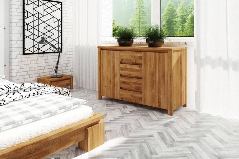 Kommode Schrank MAISON Eiche massiv 115x77x45 cm von Fun Möbel