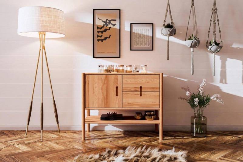 Kommode Schrank SAGA Buche massiv 97x84x46 cm von Fun Möbel