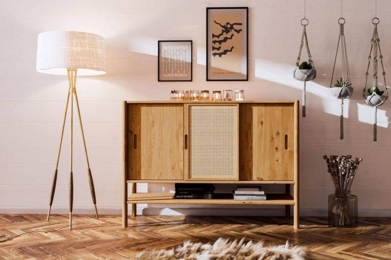 Kommode Schrank SAGA Eiche massiv 142x101x46 cm von Fun Möbel