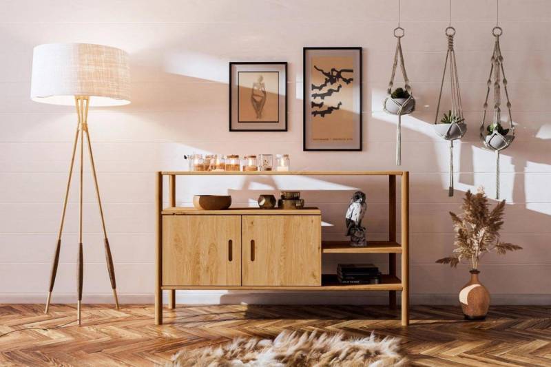 Kommode Schrank SAGA Eiche massiv 142x86x46 cm von Fun Möbel