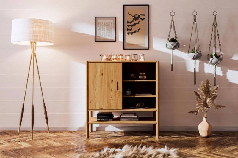 Kommode Schrank SAGA Eiche massiv 97x101x46 cm von Fun Möbel