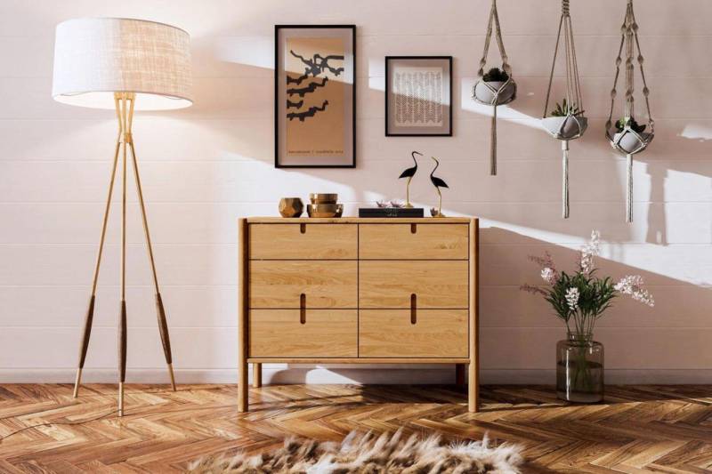 Kommode Schrank SAGA Eiche massiv 97x79x46 cm von Fun Möbel
