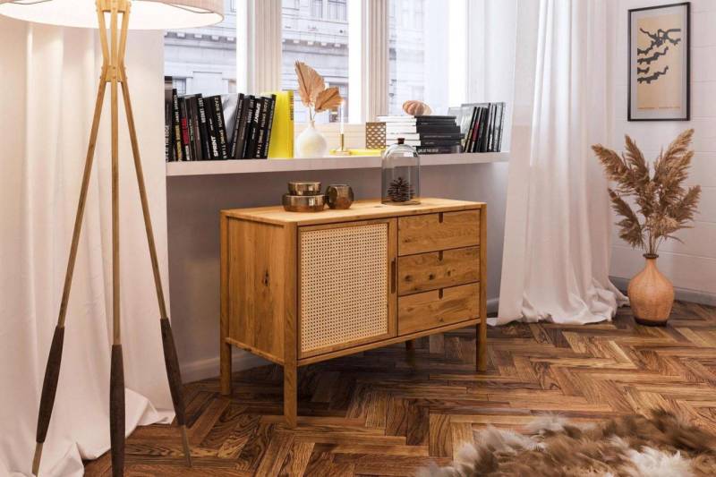 Kommode Schrank SAGA Eiche massiv 97x84x46 cm von Fun Möbel