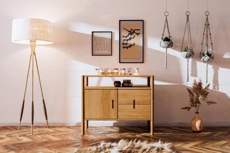 Kommode Schrank SAGA Eiche massiv 97x84x46 cm von Fun Möbel