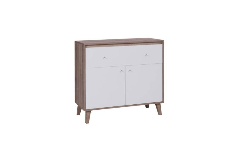 Kommode Sideboard Schrank KALMAR 100x90,5x40 cm in Sanremo / Weiss von Fun Moebel