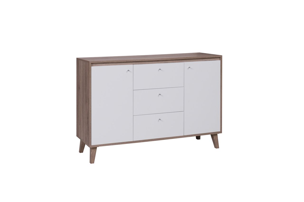 Kommode Sideboard Schrank KALMAR 135x90,5x40 cm in Sanremo / Weiss von Fun Moebel