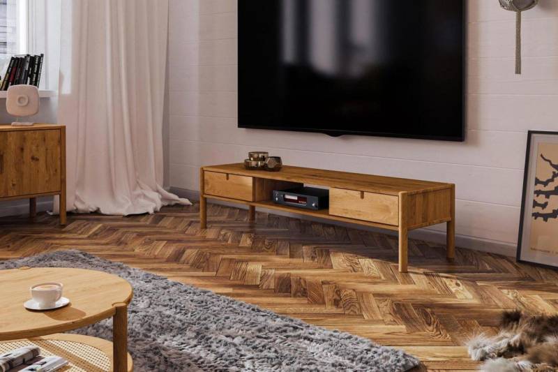 Lowboard TV-Schrank SAGA Eiche massiv 160x39x46 cm von Fun Möbel
