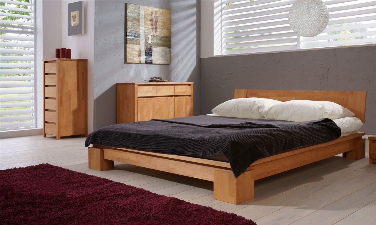 Massivholzbett Bett Schlafzimmerbet MAISON Buche massiv 100x200 cm von Fun Möbel