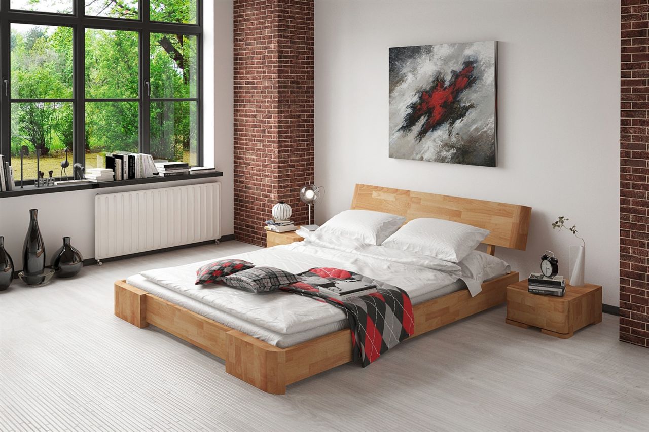 Massivholzbett Bett Schlafzimmerbett MESA Eiche massiv 140x200 cm von Fun Moebel