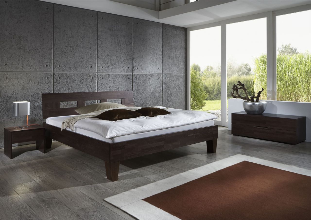 Massivholzbett Schlafzimmerbett - Ritz - Bett Buche -Wenge 140x200 cm von Fun Moebel