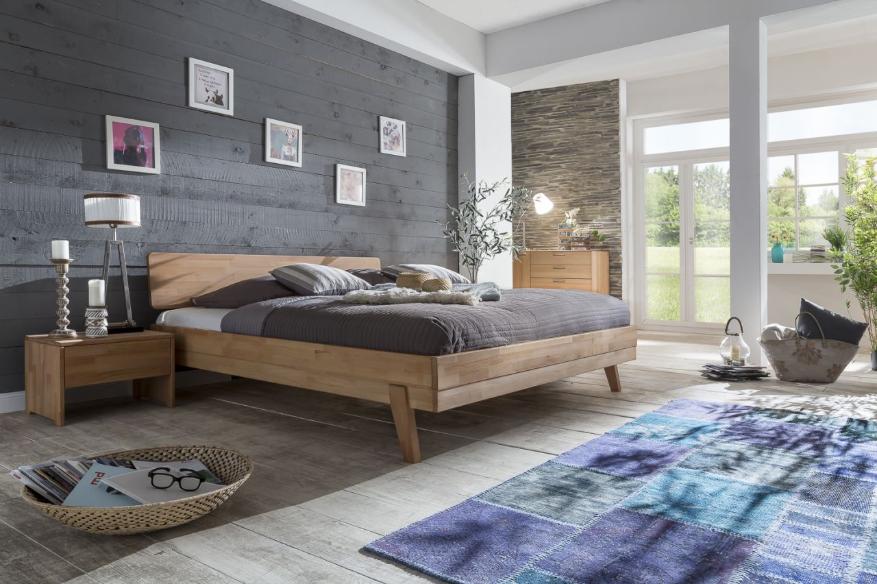 Massivholzbett Schlafzimmerbett - VIA - Bett Kernbuche 140x200 cm von Fun Moebel